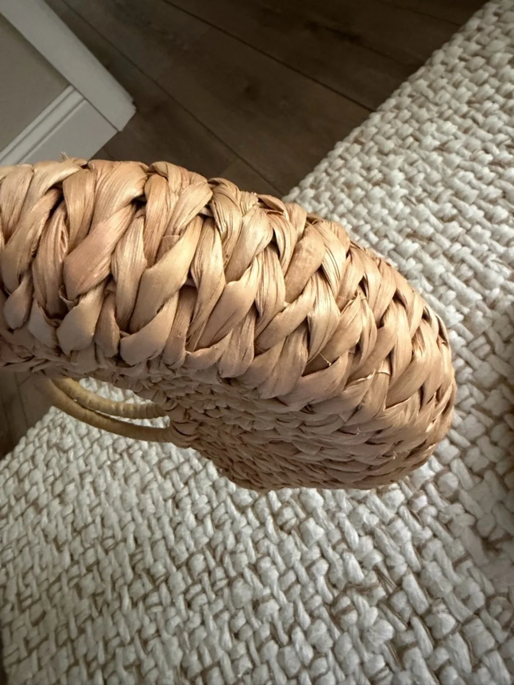 Zara Straw Tote with Bright Orange Trim and Handles - Picture 7 of 16